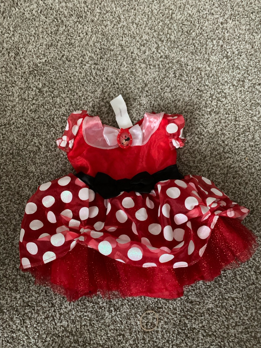 Disney Minnie Mouse Red and White Polka Dot 2TGirls Costume Dress with Black Bow